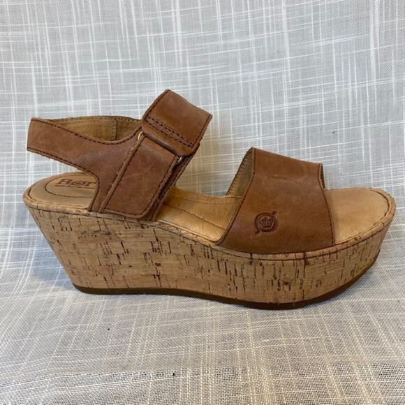 Born Mae Brown Cognac Pump Platform Sandals Womens Size 7 US F41457 - Picture 1 of 7